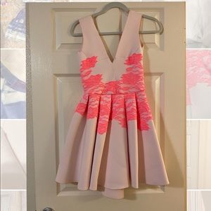 Muehleder designer neoprene pink dress RARE